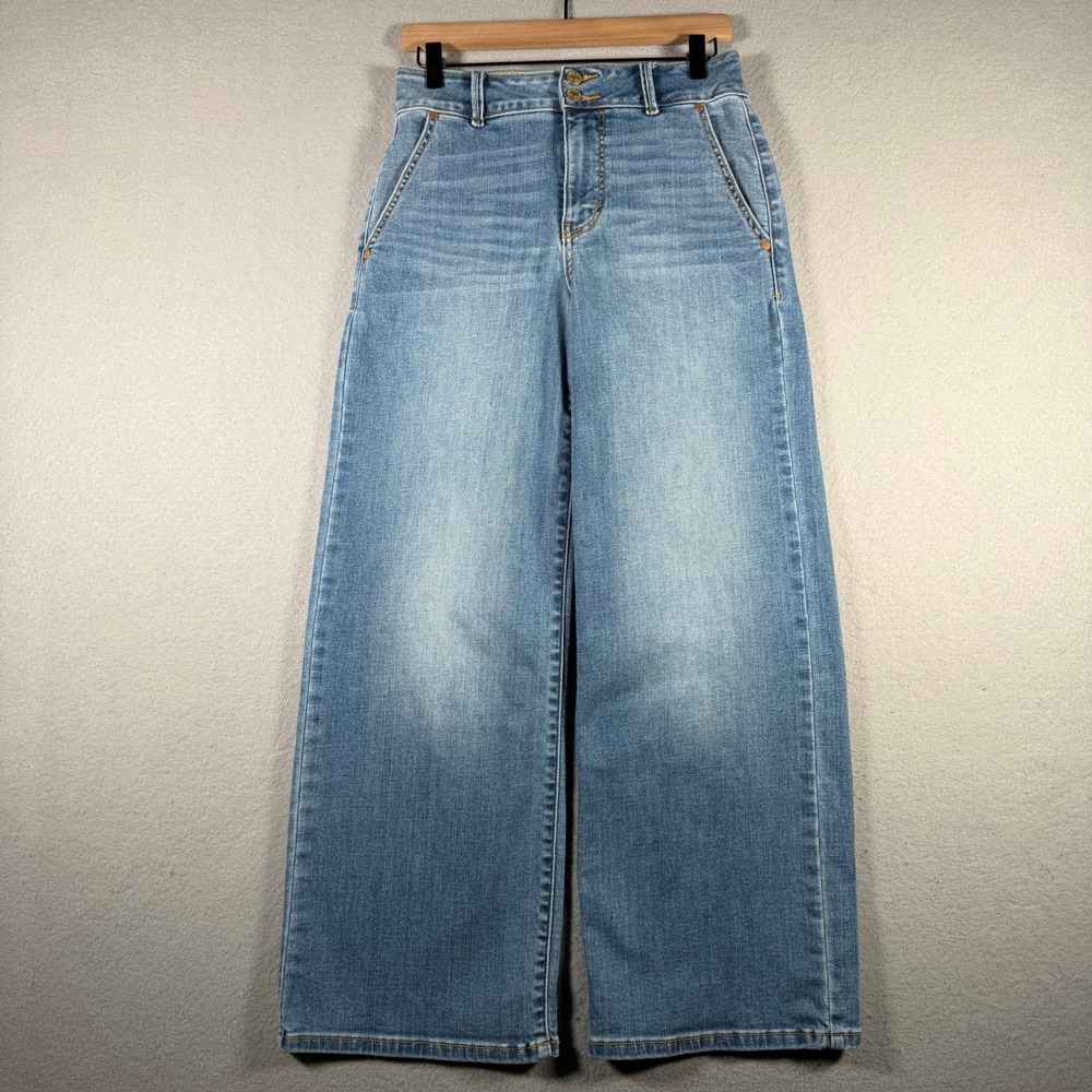 Judy Blue Trouser Column Wide Leg Jeans Medium Wash 1/25 Short JB82696MD-CO